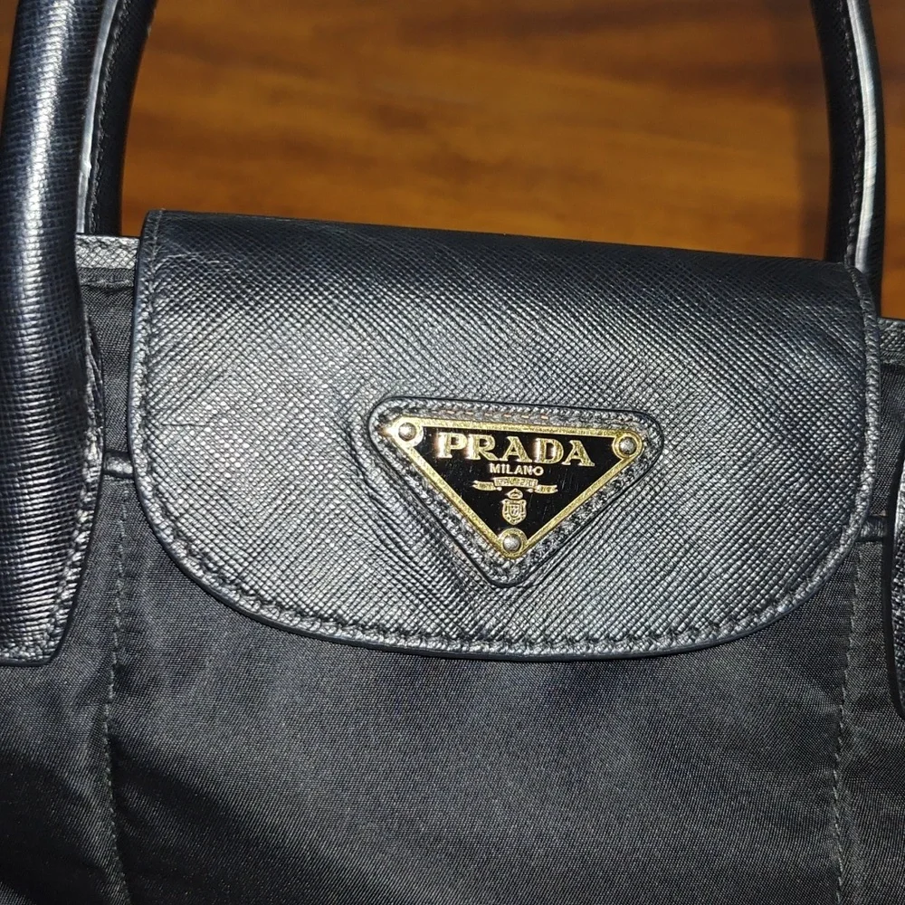 Prada Black Nylon Satchel with Gold Hardware - Picture 8 of 16